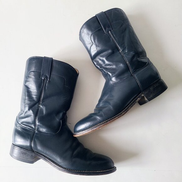 Tony Lama Dark Teal Blue Western Cowboy Boots Size 9.5 - Picture 1 of 12